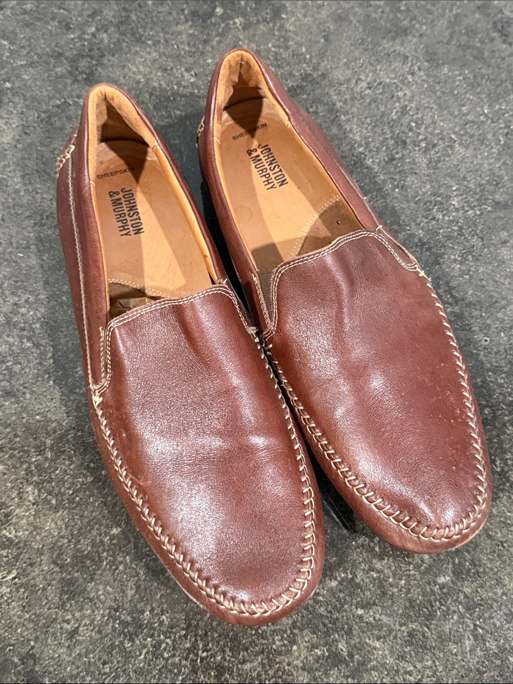 Johnston & Murphy Cort Whipstitch Venetian Loafers Men’s 13M Mahogany 25-3973